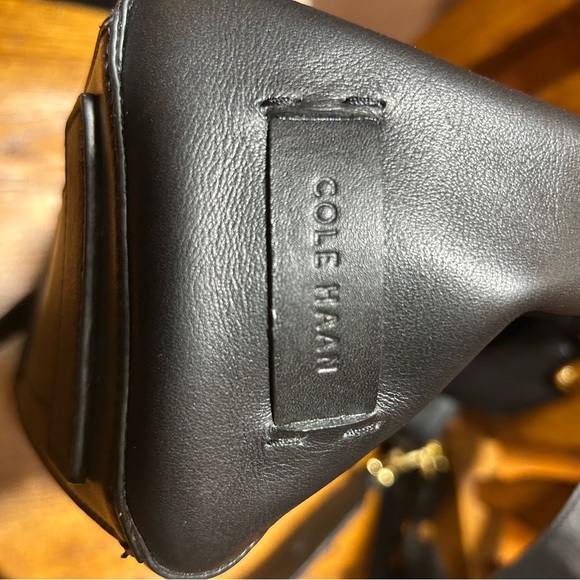 Cole Haan Black and Gold Leather Shoulder Bag with Adjustable Strap - Picture 11 of 14